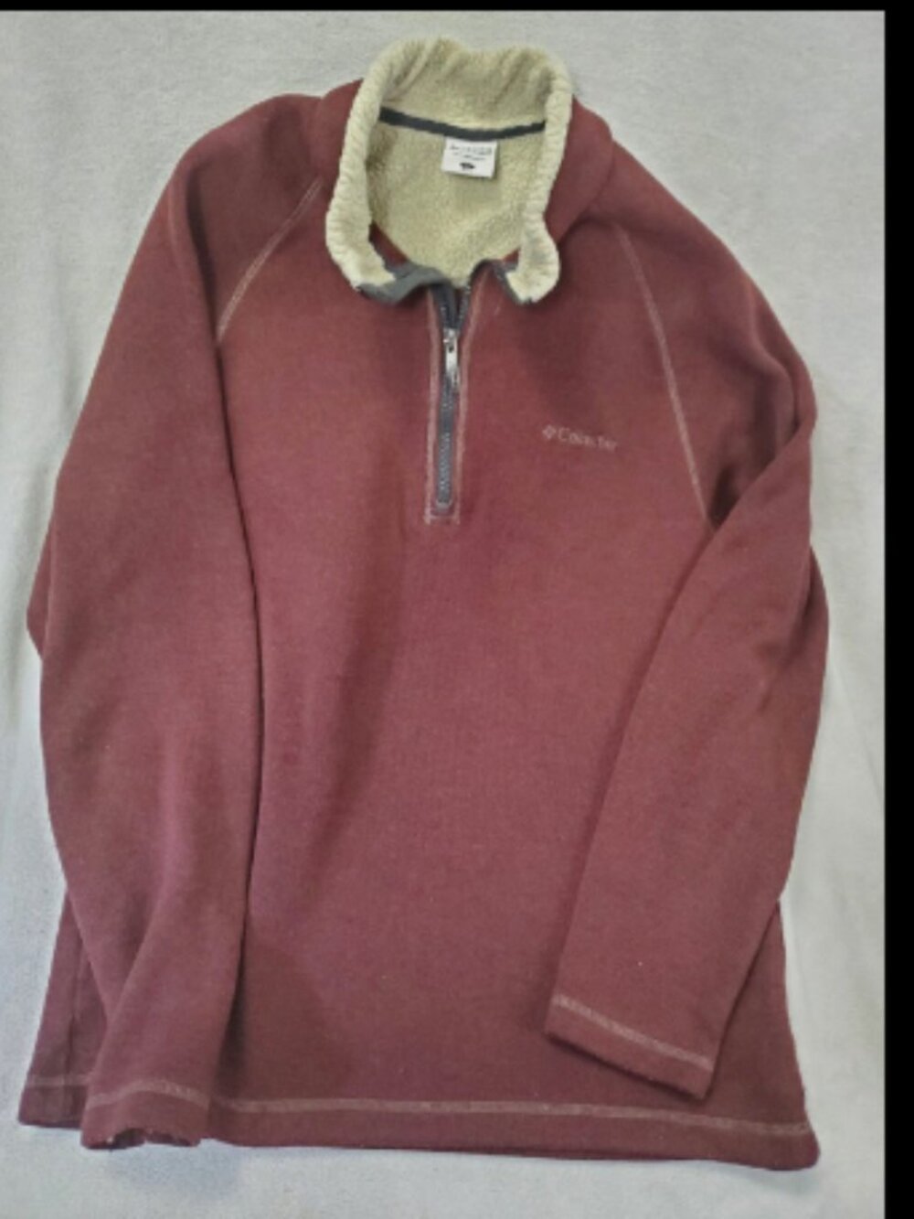 Columbia Pullover Quarter Zip Sherpa Fleece Mens Large, Brown with Cream Sherpa